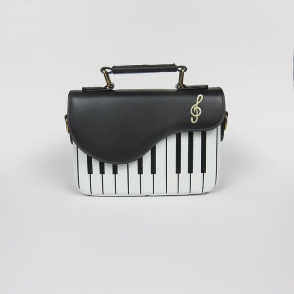 Piano Purse - Black & White HandBag - Crossbody - Christmas Gift - Faux Leather  - Picture 8 of 11